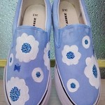 24.5㎝  ブルーのお花が咲いた♪手描きスニーカー♪