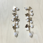 GOLD HEART PEARL BEADS FRINGE TASSEL CHARM