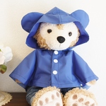お耳も入る♪　レインポンチョ☆ブルー（ぬいぐるみ用）
