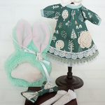 どの子もきっとかわいい木柄モスグリーンのワンピ