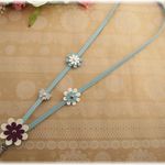 レザーネックストラップ★Bブルーデイジー　金具変更可能