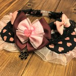 1点限り！犬・猫　29～31cocoちゃんリボンチョーカー　黒・ハート・ラメ・プリンセス