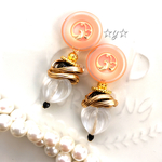 ☆Vintage☆ペールオレンジな上品ハートピアス/イヤリング