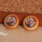 送料無料＊ウッド　ブーケピアス/ナチュラルB