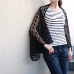 着るストール☆haori・レース・ブラック
