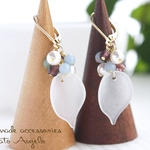 ✤+angelo+花びらと天然石のピアス(p-001)クリスタルマット G 紫陽花　※在庫限り