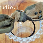 【Studio.I】送料無料＊newitem＊ヘアゴム＊mu・su・bi＊カモフラ＊迷彩＊星スタッズ付＊Ⅱ