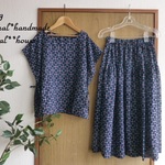 SALE～夏l*(M)さらり紺柄カットソー＆スカートset