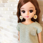 ホワイトデイジーピアス☆リカちゃん用