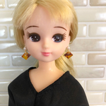 べっこう風ピアス☆リカちゃん用