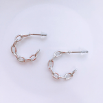 シンプルチェーンフープ チタン製 シルバーピアス