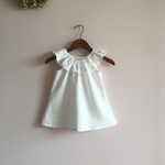 SALE  ＊ kids ＊ フレンチリネン ＊ フリル襟ノースリーブチュニック ワンピース ＊ サイズ85〜90