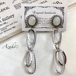 シルバーチェーン×シェル 大ぶりピアス/大ぶりイヤリング  