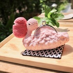 目薬大好きモモイロペリカンがま口ミニポーチ お財布