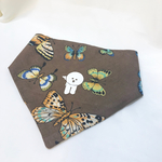 刺繍付きビションフリーゼ  保冷剤ポケット付きリバーシブルバンダナ 黒柄×お花柄