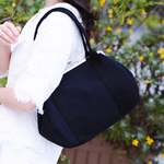 ［k様ご予約分］☆8号撥水帆布☆ブラック☆外ポケット付き☆Dかん付き☆がま口ショルダー＆ハンド2wayバッ