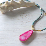 Pink Druzy Ocean Necklace II *14kgf*
