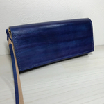 牛革手染め長財布  青