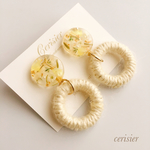 ドライフラワー×麻リングピアス/イヤリング