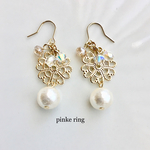 【flower】コットンパールのキラキラピアス（イヤリング）
