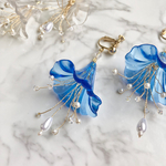 Lustre fleur〜お花のシャンデリア〜【ブルーカラー】スワロフスキー/ピアス/イヤリング