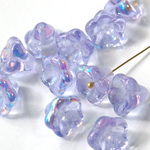 10個チェコビーズ＜10x13mm/アレキサンドライトクリアＡＢ/ベルフラワー＞