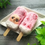 【送料無料】羊毛フェルトのアイスキャンディーじん～いちごみるく～