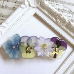 ビオラと紫陽花の押し花バレッタ