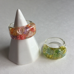 キャンディーカラーのクラックリング  レジン