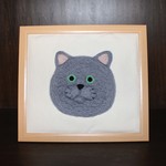 【オーダーメイド】額縁から羊毛愛猫ちゃん(片面顔のみのデザイン)
