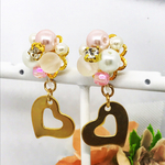 ビジューとお花のノンホールピアス(樹脂イヤリング)☆プチプラ☆　(63)