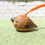 雀さんストラップ（68羽目さん） 木製 すずめ スズメ キーホルダー