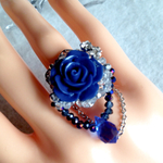 再販6☆ゴシック魅惑的な青薔薇リング