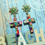 Sun☀︎Cross✞ピアス (Turquoise×さざれ石)