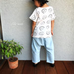 『爽やかブルー』デニムのサルエルパンツ☆親子コーデ