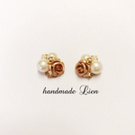 【新色】Rose×cottonpearl ピアス/イヤリング ベージュ