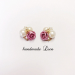 【新色】Rose×cottonpearl ピアス/イヤリング マットピンク