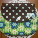 移動ポケット＊はんかちポーチ＊レトロ花柄/緑