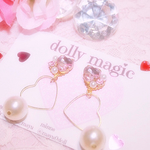 ビジューハートフープピアス