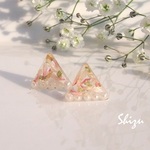 送料無料＊ドライフラワー＆パール　ピアス/イヤリング　千日紅