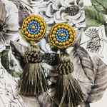 circle Blue gold＊グレージュタッセル＊イヤリングorピアス