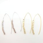 涼しげ　メタルキューブ　ワイヤーアメリカンピアス　フープピアス　シルバー　ゴールド