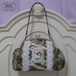 リボン刺繍のヴィクトリアン調がま口バッグ（ゴブラン）