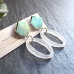 acrylic ring-aurora water ピアス (イヤリング 交換可）