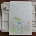 ポストカード　雨とカエル