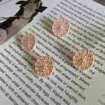 2231 ドイツ ヴィンテージ ガラスボタン 14mm×4個   baby pink & orange
