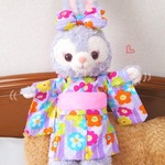 ステラルーの浴衣🐰Ｂ矢絣に花薄紫　Ｓサイズヌイグルミ用コスチューム