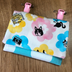 ♡クリップ付き♡移動ポケット♡トロピカルなお花✖️水色ドット♡