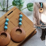 ターコイズ×ウッドピアス