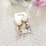 【SALE!】レースつまみ細工 ドライフラワーチャーム 蝶バネイヤリング